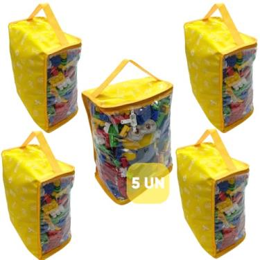 Imagem de Kit 5 Organizadores Brinquedos Criança Infantil Educativo Didático Blocos de Montar Carrinhos Boneca - M (Amarelo)