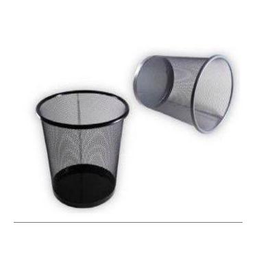 Imagem de Lixeira Cesto Para Escritório Telada Preto E Prata De Metal 19*26*23CM