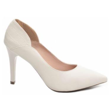 Imagem de Sapato Scarpin Off White Salto Alto Fino Tamanho 34 a 39 - Torricella,
