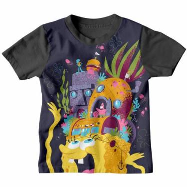 Imagem de Camiseta Infantil Menino Menina Bob Esponja Fenda do Biquini Camisa Ju