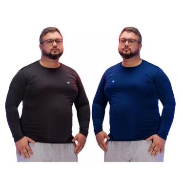 Imagem de Kit 2 Camisas Térmica Masculina Plus Size Uv50+ Segunda Pele Proteção 
