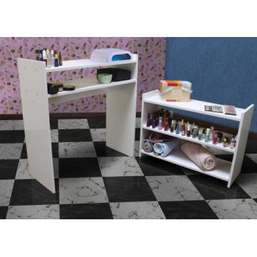 Imagem de Mesa de Manicure e Prateleira de chão - Kit Salão - Bella Vercelli