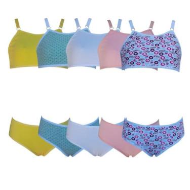 Imagem de Kit 5 Conjunto Calcinha e Sutiã Menina Juvenil - OPTE MODA INTIMA