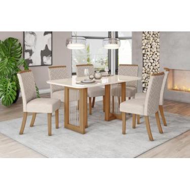 Imagem de Mesa de Jantar Yara 180 C. Vidro 6 Cad. Malu Linho - Henn - LM DECOR