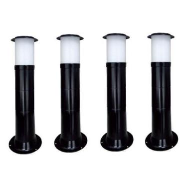 Imagem de Poste Balizador Luminária Casa Sítio Jardim 50cm Preto Kit 4 - Plaslum