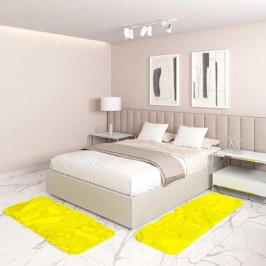 Imagem de Jogo Tapete Passadeira Quarto 2 Uni Amarelo 50 x 140 cm - Tapetes Satu