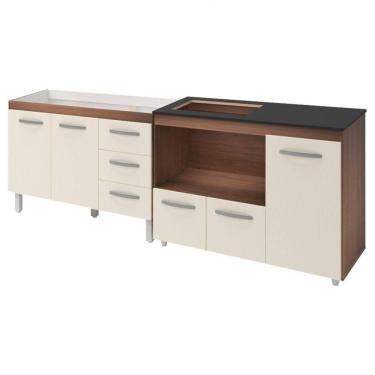 Imagem de Kit Balcão Para Pia 118 Cm Bianca Savana Frente Off-white Com Balcão Para Cooktop 4 Bocas Ana Savana Frente Off-white