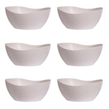 Imagem de 6un Tigela saladeira bowl oval servir 1,9lt bege - Evo