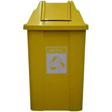Imagem de Lixeira 100litros Tampa Basculante Cores Coleta Seletiva Jsn, Amarelo