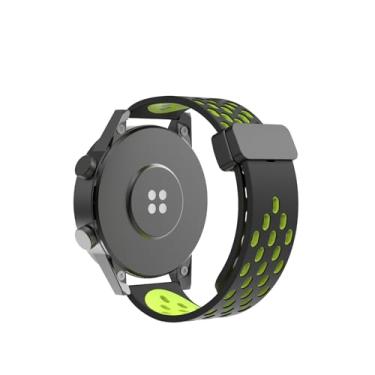 Imagem de YSuqiBB Pulseira de relógio de 20 mm/22 mm, pulseira magnética porosa respirável de silicone impermeável, flexível, confortável, sem ferramentas, troca simples de um segundo, adequada para homens e