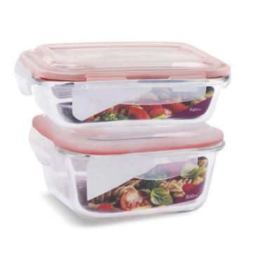 Imagem de 2 Potes Vidro Herméticos Tampa Silicone Vedação 640ml 800ml - U4home, 