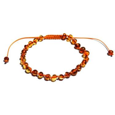 Imagem de Pulseira e Tornozeleira Regulável (18cm) Âmbar Báltico Mel Escuro Poli