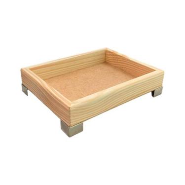 Imagem de Bandeja Retangular sem Alça 18,5x14,5x3 com Pé Reto Liso Madeira Pinus