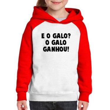Imagem de Moletom Infantil E o galo O galo ganhou! - Foca na Moda, Branco, Verme