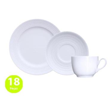 Imagem de Jogo Chá 18Pçs: 6 Xícaras Chá + 6 Pratos Sobremesa Chevron Porcelana G