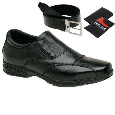 Imagem de Sapato Loafer Social de Couro Masculino Leve Ortopédico com Carteira e