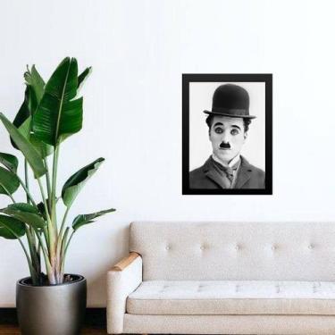 Imagem de Quadro Charlie Chaplin Abstrato Preto e Branco 45x34cm - Quadros On-li