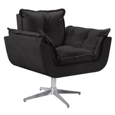 Imagem de Poltrona Opala Giratória Alumínio Suede  - Unidecor, Preto