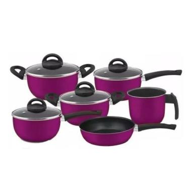 Imagem de Conjunto de panelas 06 pçs antiaderente marpal com teflon, Lilás