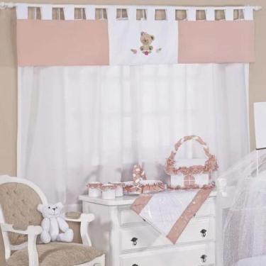 Imagem de Cortina Para Quarto de Bebê Meg Salmão 03 Peças - Coleção Encanto - Ha