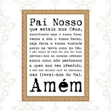 Imagem de Quadro Moldura Dourada Oração Pai Nosso 33x24cm - Quadros On-line