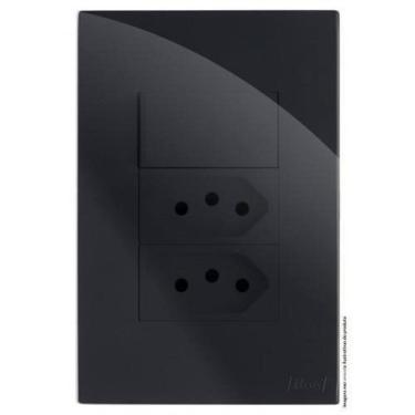 Imagem de Kit Interruptor Simples + Tomada Dupla 10A 4X2 Brg11339-5Bk