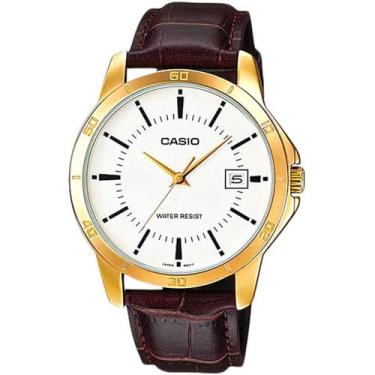 Imagem de Relógio Masculino Casio MTP-V004GL-7AU - Dourado/Couro Marrom