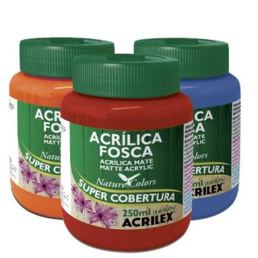 Imagem de Kit 3 Tinta Acrílica Fosca para Artesanato 250ml a Sua Escolha Acrilex