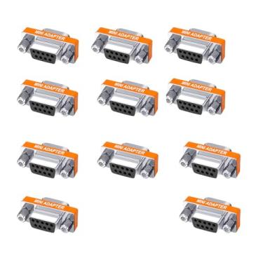 Imagem de YIOVVOM Adaptador de modem nulo DB9 fêmea para fêmea Slimline transferência de dados adaptador de porta serial conjunto de 11