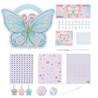 Imagem de Conjunto de nail art infantil, kits de nail art para crianças | Kit de esmalte borboleta infantil - Acessórios para unhas com embalagem borboleta para aniversário, dia das crianças e Natal