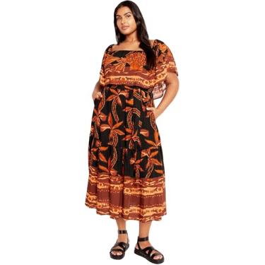 Imagem de City Chic Vestido longo feminino Talia Border, Blk Tahitian Brd, 25 Plus Size