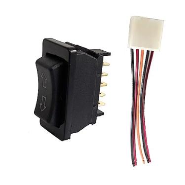 Imagem de Interruptor universal de janela elétrica do carro de 5 pinos para cima/para baixo, interruptor basculante momentâneo com chicote elétrico 12V 20A (sem luz de fundo)