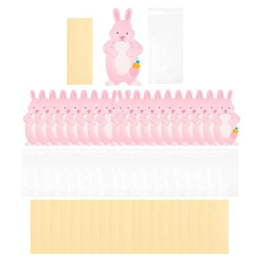 Imagem de shamjina Páscoa pirulito sacos celofane sacos desenhos animados com rosa cartões doces doces sacos para lanche de chocolate