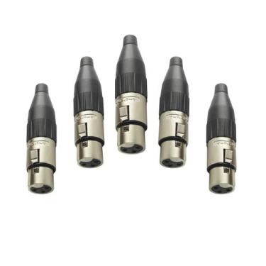 Imagem de Kit 5 Conectores Xlr Canon Femea Amphenol 3 Vias Ac3f/N