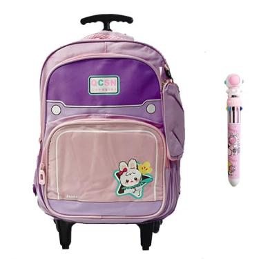 Imagem de Mochila de carrinho Rodinhas Infantil em Tecido Oxford e com Grande Capacidade para Estudantes de 6 a 12 Anos, mochila escolar (L?las)