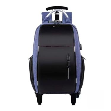 Imagem de Mochila com Rodinhas para Adulto, Resistente à Água, Reforçada, com Carrinho (Azul.)
