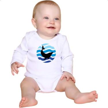 Imagem de Body intantil Animais marinhos baleia silhueta sunset - Alearts, G