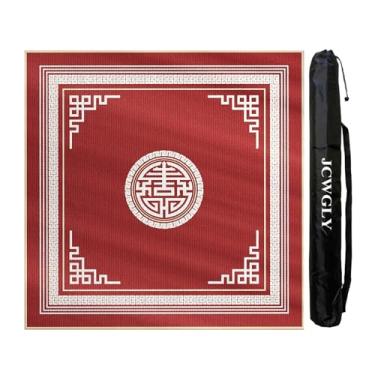 Imagem de Tapete De Mahjong Quadrado Vermelho Para Mesa, Capa De Mesa Grossa, Tapete De Jogo Antiderrapante E Redutor De Ruído Com Bolsa De Transporte Para Cartas De Pôquer E Jogos De Tabuleiro(Red 1,90cm/35.43