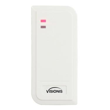 Imagem de Visionis VIS-3101 Leitor de cartão de proximidade IP66 com controle de acesso branco RFID à prova de intempéries 125 kHz compatível com Wiegand 26 bits para sistema de entrada de porta