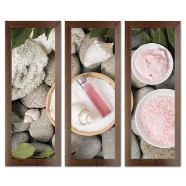 Imagem de Kit Quadros Decorativos Banheiro Lavabo Flores Sabonete spa pedras vel