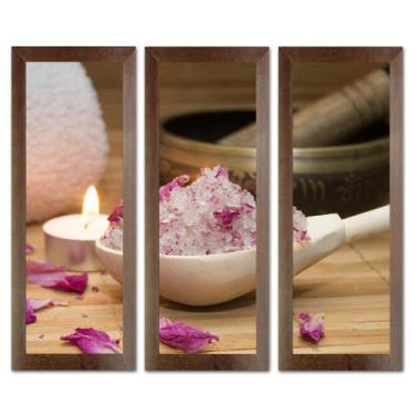 Imagem de Kit Quadros Decorativos Banheiro Lavabo Flores Sabonete spa pedras vel