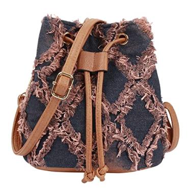 Imagem de Bolsa feminina jeans bolsa tiracolo com cordão acolchoado com borla envelhecida Hobo, Marrom, One Size
