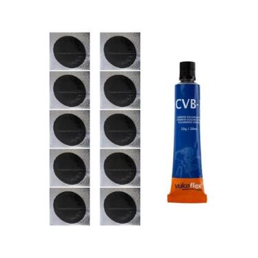Imagem de Kit 10 un remendo reparo 30 mm câmara de ar bike moto + Cola - Vulcafl