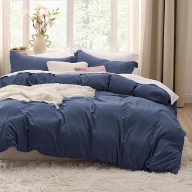 Imagem de Conjunto de Capa de Edredom Bedsure Navy - Tamanho Queen com 2 Fronhas