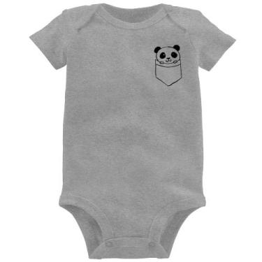 Imagem de Body Bebê Pocket Panda - Foca na Moda, Cinza, M