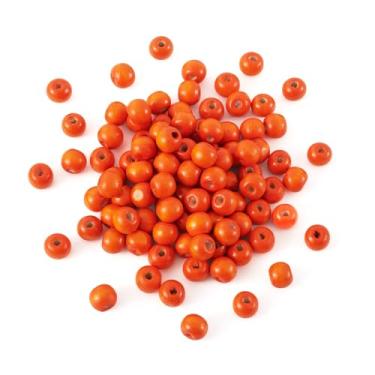 Imagem de Craftdady 200 contas de madeira redondas naturais 10 mm contas espaçadoras de esferas de madeira laranja para fabricação de joias