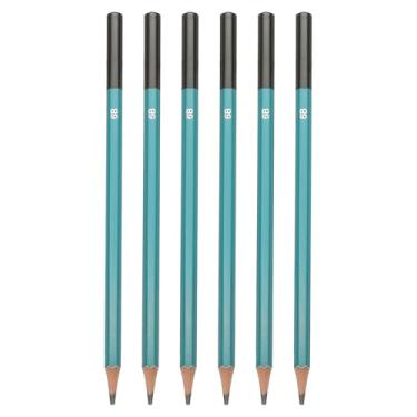 Imagem de PATIKIL 6B Lápis de desenho para esboçar, 6 peças de lápis de esboço para desenhar, lápis de arte, grafite pré-afiado para desenho, desenho, desenho, artista, hexagonal, refil preto, poste verde/preto