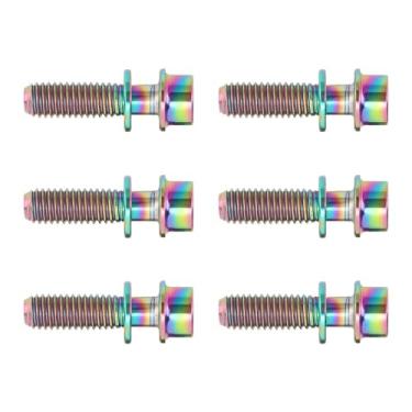 Imagem de 6 Pçs Parafusos de Bicicleta Conjunto Mountain Bike Guiador Haste Liga Ti Com Arruela M5x18mm (#13)