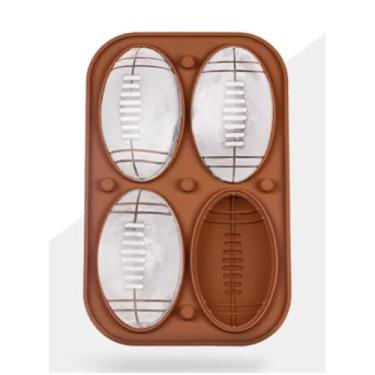 Imagem de Medk Forma para Gelo em Silicone, Possui Tampa, Produto Livre de BPA. Formatos e qualidades surpreendentes. (Formato de bola de futebol americano, cor marrom)