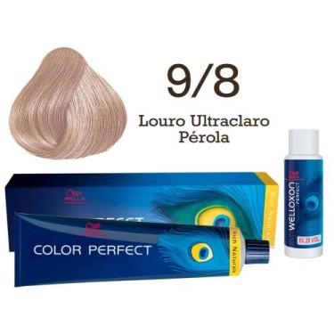 Imagem de Coloração Color Perfect 9/8 Louro Ultraclaro Pérola + Oxidante Welloxo